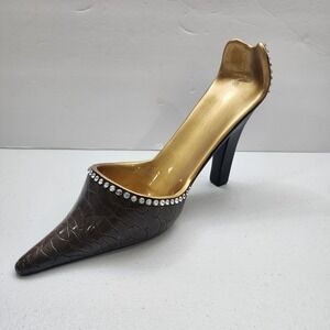 Stiletto Wine Holder Brown with Rhinestones Unique High Heel WINE NOT INCLUDED